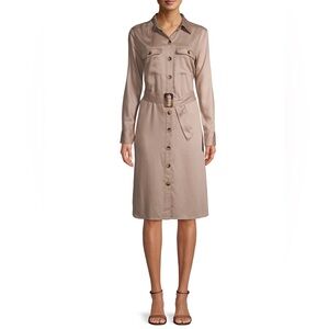 Time & Tru Beige Utility Shirt Dress